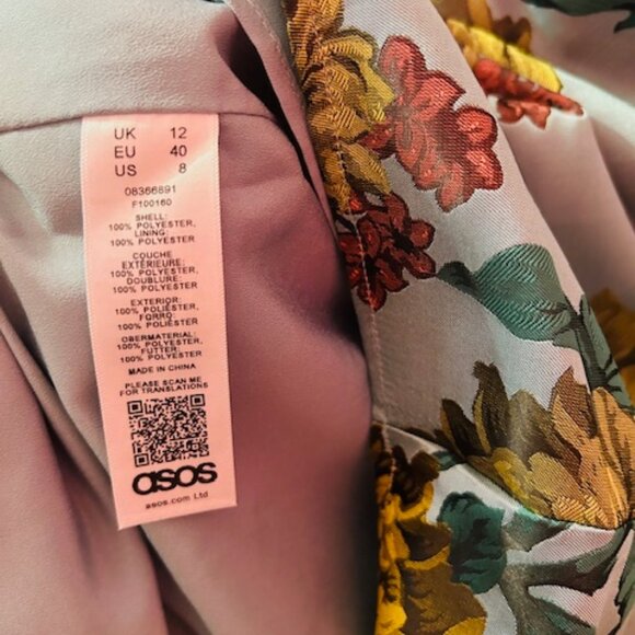 ASOS Salon Floral Jacquard Puff Sleeve Cut Out Dress - 8 - Picture 10 of 14